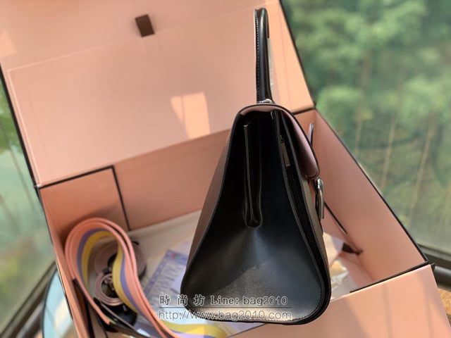 DELVAUX女包 Brillant手袋 原版Box皮 德爾沃女手提包 Dv0028風琴黑色 Delvaux女單肩包  fcs1250